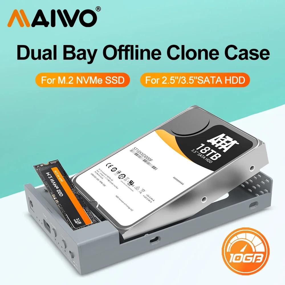 MAIWO  SATA ϵ ̺ HDD ̽, M.2 NVMe NGFF SSD Ŭ,  , 2.5 3.5 ġ, M2 NVMe NGFF SSD ̽, 10Gbps